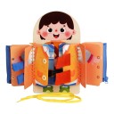 Placa de Vestir Montessori em Madeira Rapaz 30 x 20 cm Com Botões, Fecho, Velcro e Cadarço Brinquedo Educativo para Bebés 1