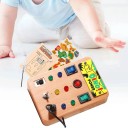 Placa ocupată Montessori cu LED-uri Dino 13 x 9 x 2,8 cm Placă senzorială din lemn cu comutatoare și priză Jucărie educativă pentru copii 4