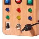 Placa ocupată Montessori cu LED-uri Dino 13 x 9 x 2,8 cm Placă senzorială din lemn cu comutatoare și priză Jucărie educativă pentru copii 5