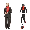 Plăcuță de motocyklă pentru femei, complet din două piese, jachetă și pantaloni, neagră cu glugă, protecție împotriva ploii, pentru mers cu motocicleta 1