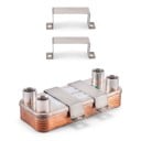 Pladevarmeveksler 60 plader med indvendigt gevind 1/2 tomme BSP 19,4 x 7,2 x 16,1 cm Rustfrit stål 316L og kobber Køler til urt og øl Opvarmning 4