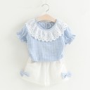 Plaid-Set für Mädchen mit Spitze und Schleifen J1265 6