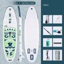 Planche de Paddle Gonflable Funwater 320x84x15 cm Capacité 150 kg Matériau PVC Masque Tiki avec Pagaye 3 Dérives Sangle d'Épaule et Sac à Dos 4