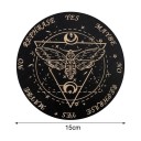 Planche en bois pour pendule 15 cm Tableau de divination avec motif de papillon de nuit et de lune Outil ésotérique pour la divination avec pendule 3