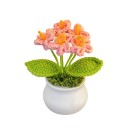 Planta împletită cu flori mici în ghiveci de 12 cm din fir de lână decorare pentru masă, raft, comodă, pervaz în interior 2