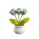 Planta tricotada com flor tripla em vaso 12 cm decoração em lã para mesa prateleira cómoda peitoril de interior 5