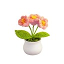 Planta tricotada com flor tripla em vaso 12 cm decoração em lã para mesa prateleira cómoda peitoril de interior 3