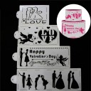 Plastic Cake Stencils Set of 4 Wedding and Valentine's Themes with Silhouettes of Loving Couples for Decorating with Sugar or Cocoa 3