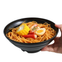 Plastic diepe schaal voor voedsel 19 × 8 cm zwarte serveerschaal voor soep, noedels, salade en dagelijks dineren 2
