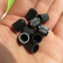 Plastic Valve Caps 100 pcs Black with Ribbed Surface Length 13 mm Outer Diameter 12 mm Inner Diameter 8 mm 1