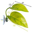 Plastiche dubbele blad met zuignap voor reptielen, decoratie voor terrarium, plek voor opwarming en rust 2