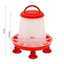 Plastové krmítko pro drůbež s rukojetí a stabilními nožičkami 1,5 kg 18 x 21 cm červené pro kuřata, slepice a křepelky 2