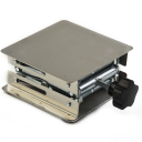 Plataforma elevadora de acero inoxidable 10 x 10 cm Altura regulable 4,5–15 cm Base estable Para trabajar con madera Uso en laboratorio 2