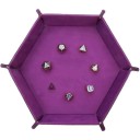 Plateau hexagonal pliable pour dés 27 x 24,5 cm Cuir artificiel Plateau de jeu de rangement pour jeux de société et RPG 6