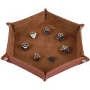 Plateau hexagonal pliable pour dés 27 x 24,5 cm Cuir artificiel Plateau de jeu de rangement pour jeux de société et RPG 7