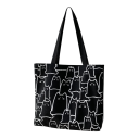 Plátěná nákupní taška přes rameno 35 x 30 x 25 x 5 cm Dámská kabelka s motivem kočky Módní shopper taška Neformální grafická taška 3