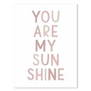 Plátenný plagát 30 x 40 cm You are my sunshine Rúžový text Nástenný obraz bez rámu Dekorácia do dievčenského a detského pokoja 1