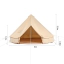 Plátěný stan zvonový kempingový 3,5 x 6 m prodyšný béžový bell tent pro glamping kemping a festivaly 3