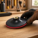 Plato de deslizamiento con velcro 125 mm Rosca M14 Altura 2,8 cm Capa de espuma 8 mm Plástico Negro-Rojo Para amoladora Angular Lijado y Pulido 2