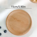 Plato de postre redondo de 15 cm de madera maciza color marrón claro, bandeja de madera para servir postres y aperitivos 2
