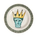 Plato decorativo de cerámica diámetro 20,3 cm cerámica blanca con motivo de figura con corona borde protector para taza y servicio 1