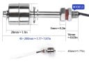 Plavákový spínač hladiny vody nerezová oceľ dĺžka 45 mm závit M10, AC/DC 220V, 1.2A, kábel 350 mm, do nádrží a čerpadiel, strieborný 5
