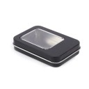 Plechová dárková krabička 8,7 × 6 × 1,7 cm kovová dóza s částečným průhledným okýnkem barevná krabička na drobnosti 6