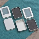 Plechová dárková krabička 8,7 × 6 × 1,7 cm kovová dóza s částečným průhledným okýnkem barevná krabička na drobnosti 3