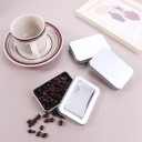 Plechová dárková krabička 8,7 × 6 × 1,7 cm kovová dóza s průhledným okýnkem barevná krabička na drobnosti čaj kávu balení 4