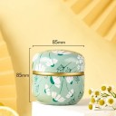 Plechová dvojitá krabička 8,5 × 8,5 cm zelený květinový motiv bílé luční květy se zlatým pruhem dóza s víkem na drobnosti 2