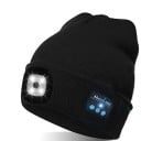 Pletená čepice s bezdrátovými sluchátky pro hudbu a hovory Černý akrylový kulich s ovládáním na boku Bluetooth 5.0 Výdrž baterie až 7 hodin 3