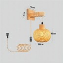 Pletená Nástenná Lampa Závesné Stínidlo Drevená Konzola 20 x 15 cm E27 Závit 60 W Drevó Prírodná Farba Rustikálna Do Obývačky a Spálne 2