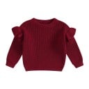 Pletený detský sveter s volánkami pre novorodencov Bavlna a akryl Dlhý rukáv Jednofarebný voľný top s kulatým výstrihom O-neck pre dievčatá aj chlapcov 9