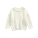 Pleteny dziecięcy sweter z bawełny z długim rękawem dla noworodków Jesienny i zimowy luźny casualowy top Jednokolorowe 1
