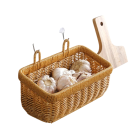 Pletený košík obdélníkový 7,5 × 21,5 × 8,5 × 9,5 cm imitace PP ratan plast hnědý nástěnný úložný košík do kuchyně i koupelny 4