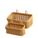 Pletený košík obdélníkový 9 × 27,5 × 13 × 12,5 cm imitace PP ratan plast hnědý závěsný úložný košík do kuchyně koupelny 3