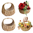 Pletený košík s integrovaným uchem 16,5 × 11 × 17 cm vrbový ratan přírodní pro dekoraci, květiny a ukládání drobností 3