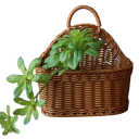 Pletený košík s uchem 19 × 26 × 16 × 29 cm imitace ratanu plast hnědý úložný košík na dekorace a drobnosti do domácnosti 4