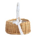 Pletený košík s vysokým uchem 22 × 17 × 25 cm vrbový ratan přírodní s podšívkou pro dekoraci, květiny a ukládání 1