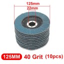Ploché lamelové brusné kotúče 125 mm 10 ks Zrnitost 40 Otvor 22 mm Modré Na uhlovú brúsku pre brúsenie kovu, dreva a plastu 3