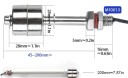 Plovákový spínač hladiny vody nerezová ocel délka 200 mm závit M10, AC/DC 220V, 1.2A, kabel 350 mm, do nádrží a čerpadel, stříbrný 5