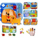 Plstă Montessori activă cărticică Câine Busy book 20 x 20 x 7 cm Cu păpuși de degete Jucărie senzorială de călătorie pentru copii de 3 până la 6 ani 5