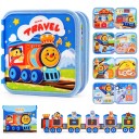 Plstěná Montessori aktivní knížka Vláček Busy book 20 x 20 x 7 cm S vagonky a taškou Senzorická hračka pro děti 3 až 6 let 1
