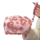 Pluche reis cosmetica tas 18x9x9 cm Zachte clutch met handvat Schattige organizer met liefdeprint Opberg etui Polyester 2