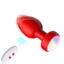Plug anal com vibração em silicone com iluminação LED e controlo remoto, 10 modos de vibração, cores a mudar, à prova de água, embalagem 3