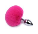 Plug anal de metal con cola de conejo tamaño S 2,8 cm bola de pelo 9 cm varios colores superficie lisa embalaje discreto 10