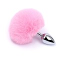 Plug anal de metal con cola de conejo tamaño S 2,8 cm bola de pelo 9 cm varios colores superficie lisa embalaje discreto 7