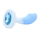 Plug anal din silicon cu piatra colorata, forma penis, marimea M, 4,3 x 2,6 cm, lungime totala 9,5 cm, ambalaj discret 1