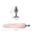 Plug anal en métal avec une queue de renard rose 1,8 x 5 cm surface lisse aspect luxueux stimulation agréable entretien facile emballage discret 3
