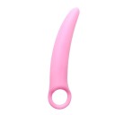 Plug anal en silicone rose 2,9 x 18,8 cm avec poignée ronde forme ergonomique surface lisse entretien facile gels lubrifiants spéciaux emballage 1